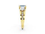 Yellow gold Fancy Blue Asscher Cut Diamond Three-Stone Ring with Channel Set Band and Four-Prong Setting_58