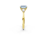 Yellow gold Fancy Blue Asscher Cut Diamond Three-Stone Ring with Pear Side Stones and Four-Prong Setting_88
