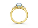 Yellow gold Fancy Blue Asscher Cut Diamond Three-Stone Ring with Pear Side Stones and Four-Prong Setting_89