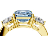 Yellow gold Fancy Blue Asscher Cut Diamond Three-Stone Ring with Prong Setting and Classic Band_55