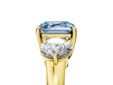 Yellow gold Fancy Blue Asscher Cut Diamond Three-Stone Ring with Prong Setting and Classic Band_56
