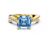 Yellow gold Fancy Blue Asscher  Cut Diamond Twist Band Solitaire with Prong Setting_17