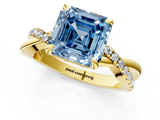 Yellow gold Fancy Blue Asscher  Cut Diamond Twist Band Solitaire with Prong Setting_18