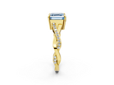 Yellow gold Fancy Blue Asscher  Cut Diamond Twisted Band Engagement Ring with Prong Setting_5