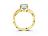 Yellow gold Fancy Blue Asscher  Cut Diamond Twisted Band Engagement Ring with Prong Setting_6