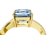 Yellow gold Fancy Blue Asscher  Cut Diamond Twisted Band Engagement Ring with Prong Setting_7
