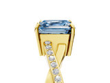 Yellow gold Fancy Blue Asscher  Cut Diamond Twisted Band Engagement Ring with Prong Setting_8