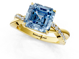 Yellow gold Fancy Blue Asscher  Cut Diamond Twisted Band with Pavé Setting and Four-Prong Setting_18