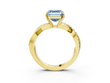 Yellow gold Fancy Blue Asscher  Cut Diamond Twisted Band with Pavé Setting and Four-Prong Setting_20