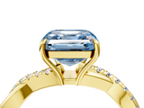 Yellow gold Fancy Blue Asscher  Cut Diamond Twisted Band with Pavé Setting and Four-Prong Setting_21