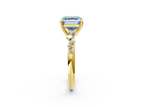 Yellow gold Fancy Blue Asscher  Cut Diamond Vine Band with Four-Prong Setting_2