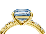 Yellow gold Fancy Blue Asscher  Cut Diamond Vine Band with Four-Prong Setting_4