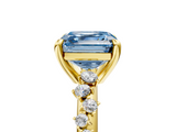 Yellow gold Fancy Blue Asscher  Cut Diamond Vine Band with Four-Prong Setting_5