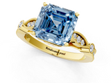 Yellow gold Fancy Blue Asscher  Cut Diamond with Milgrain Marquise and Bezel Accents on a Solitaire Band with Prong Setting_18