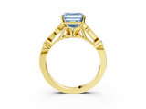 Yellow gold Fancy Blue Asscher  Cut Diamond with Milgrain Marquise and Bezel Accents on a Solitaire Band with Prong Setting_20