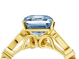 Yellow gold Fancy Blue Asscher  Cut Diamond with Milgrain Marquise and Bezel Accents on a Solitaire Band with Prong Setting_21