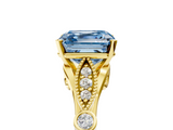 Yellow gold Fancy Blue Asscher  Cut Diamond with Milgrain Marquise and Bezel Accents on a Solitaire Band with Prong Setting_22