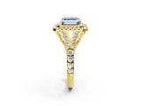 Yellow gold Fancy Blue Asscher  Cut Double Halo Split Shank Diamond Ring with Prong Setting_72