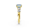 Yellow gold Fancy Blue Asscher  Cut Five-Stone Prong Set Diamond Ring with Classic Band_30