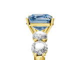 Yellow gold Fancy Blue Asscher  Cut Five-Stone Prong Set Diamond Ring with Classic Band_33
