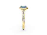 Yellow gold Fancy Blue Asscher  Cut Halo Diamond Engagement Ring with Pave Band and Four-Prong Setting_19