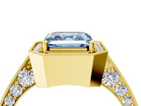 Yellow gold Fancy Blue Asscher Cut Halo Diamond Engagement Ring with Split Shank Band and Four-Prong Setting_4