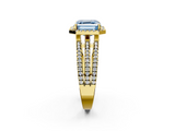 Yellow gold Fancy Blue Asscher  Cut Halo Diamond Engagement Ring with Split Shank and Four-Prong Setting_53