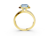 Yellow gold Fancy Blue Asscher  Cut Halo Diamond Engagement Ring with Split Shank and Four-Prong Setting_54