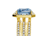 Yellow gold Fancy Blue Asscher  Cut Halo Diamond Engagement Ring with Split Shank and Four-Prong Setting_56