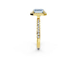 Yellow gold Fancy Blue Asscher Cut Halo Diamond Pave Band with Prong Setting_2