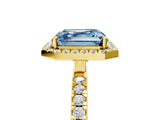 Yellow gold Fancy Blue Asscher Cut Halo Diamond Pave Band with Prong Setting_5