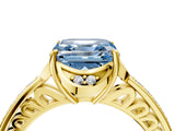 Yellow gold Fancy Blue Asscher  Cut Halo Diamond Ring with Channel Set Band and Four-Prong Setting_50