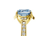 Yellow gold Fancy Blue Asscher  Cut Halo Diamond Ring with Channel Set Band and Four-Prong Setting_51