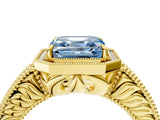 Yellow gold Fancy Blue Asscher  Cut Halo Diamond Ring with Pavé Band and Four-Prong Setting_33