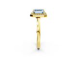 Yellow gold Fancy Blue Asscher Cut Halo Diamond Ring with Solitaire Band and Prong Setting_2