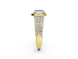 Yellow gold Fancy Blue Asscher Cut Halo Pavé Diamond Engagement Ring with Split Shank and Four-Prong Setting_5