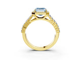 Yellow gold Fancy Blue Asscher Cut Halo Pavé Diamond Engagement Ring with Split Shank and Four-Prong Setting_6