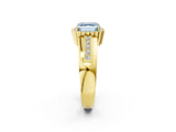 Yellow gold Fancy Blue Asscher  Cut Halo Pave Band Four-Prong Ring_31