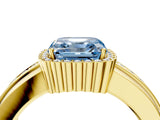 Yellow gold Fancy Blue Asscher  Cut Halo Pave Band Four-Prong Ring_33