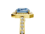 Yellow gold Fancy Blue Asscher  Cut Halo Pave Split Shank Prong Setting Ring_59