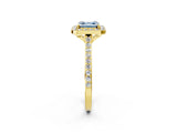 Yellow gold Fancy Blue Asscher Cut Halo Round Diamond Pavé Band with Four-Prong Setting_5