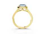Yellow gold Fancy Blue Asscher Cut Halo Round Diamond Solitaire Ring with Pavé Band and Four-Prong Setting_3