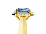 Yellow gold Fancy Blue Asscher  Cut Halo Solitaire Engagement Ring with Square Band and Four-Prong Setting_83