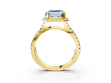 Yellow gold Fancy Blue Asscher  Cut Halo Split Shank Pave Set Ring_20