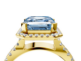 Yellow gold Fancy Blue Asscher  Cut Halo Split Shank Pave Set Ring_21