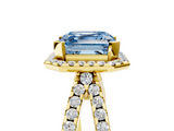 Yellow gold Fancy Blue Asscher  Cut Halo Split Shank Pave Set Ring_22