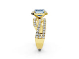 Yellow gold Fancy Blue Asscher  Cut Halo Split Shank Prong Setting Ring_14