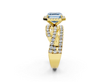 Yellow gold Fancy Blue Asscher  Cut Halo Split Shank Prong Setting Ring_19