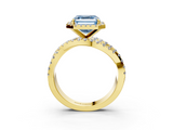 Yellow gold Fancy Blue Asscher  Cut Halo Split Shank Prong Setting Ring_20