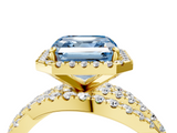 Yellow gold Fancy Blue Asscher  Cut Halo Split Shank Prong Setting Ring_21